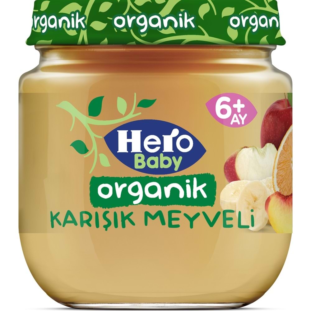 Hero Baby Kavanoz Maması 120GR Organik Karışık Meyveli (3 Lü Set)