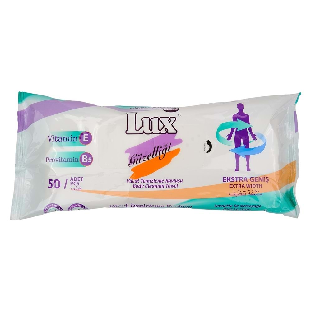 Lüx Hasta Vücut Temizleme Islak Mendil Havlu 50 Yaprak XL (4 Lü Set)